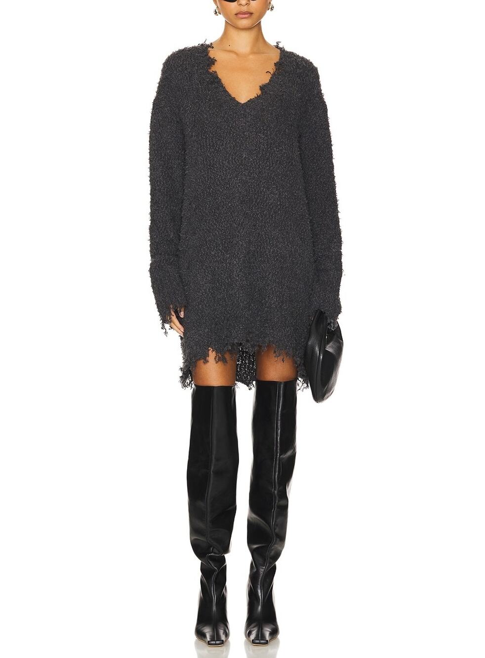 H:ours Distressed Grey Helene Sweater Size L